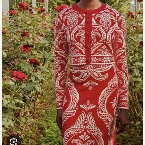 FARM Rio Red Romantic Garden Intarsia Cardigan